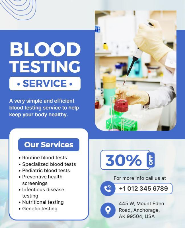 Comprehensive Blood Testing Service Flyer Template