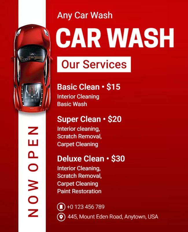 Comprehensive Car Wash Service Flyer Template