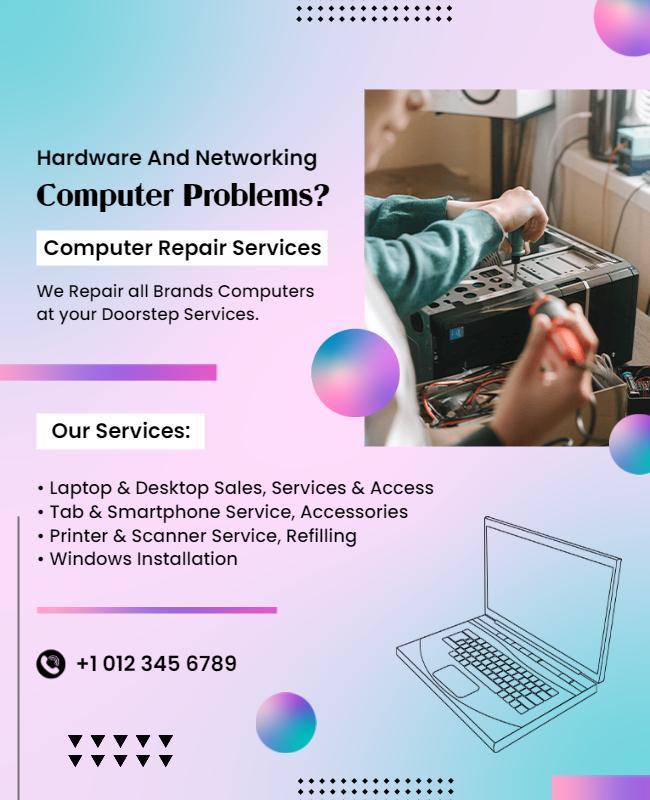 Comprehensive Computer Repair Services Flyer Template