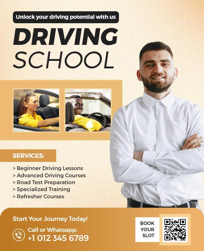 Comprehensive Driving School Courses Flyer Template