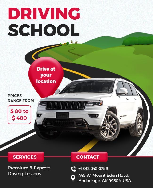 Comprehensive Driving School Services Flyer Template