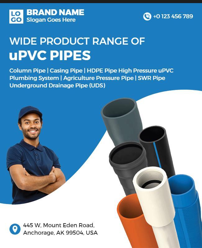 Comprehensive Upvc Pipes Product Range Flyer Template