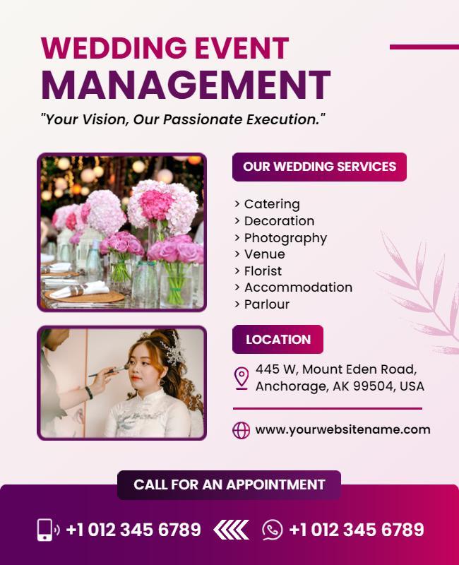 Comprehensive Wedding Event Management Service Flyer Template