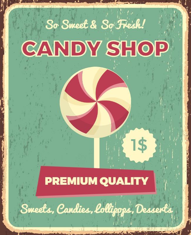 Congo Brown and Buff Vintage Candy Shop Flyer Template