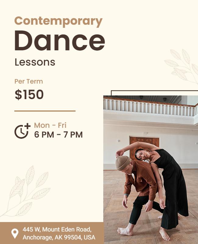 Contemporary Dance Lessons Promotional Flyer Template