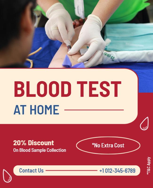 Convenient at Home Blood Test Service Flyer Template