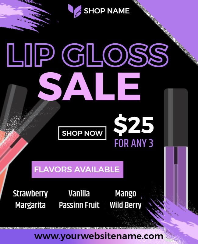 Cosmetic Lip Gloss Sale Promotion Flyer Template