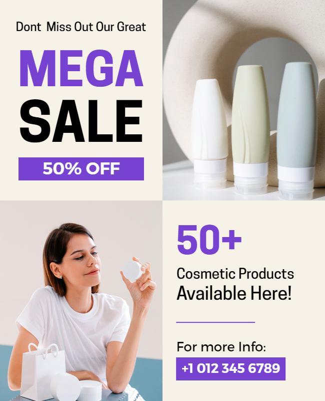 Cosmetic Products Mega Sale Flyer Template