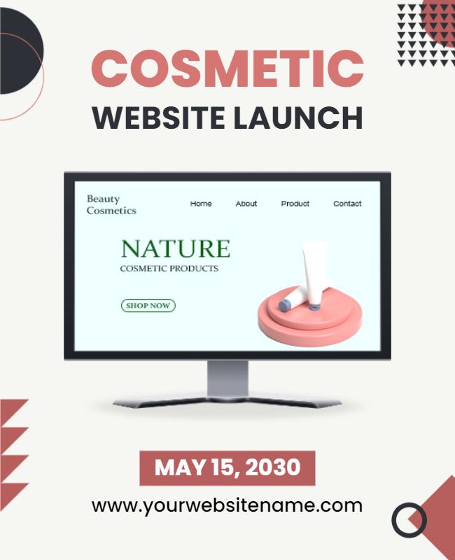 Cosmetic Products Website Launch Announcement Flyer Template