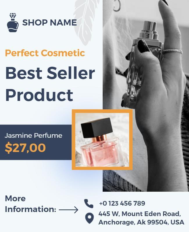 Cosmetic Store Jasmine Perfume Promotion Flyer Template