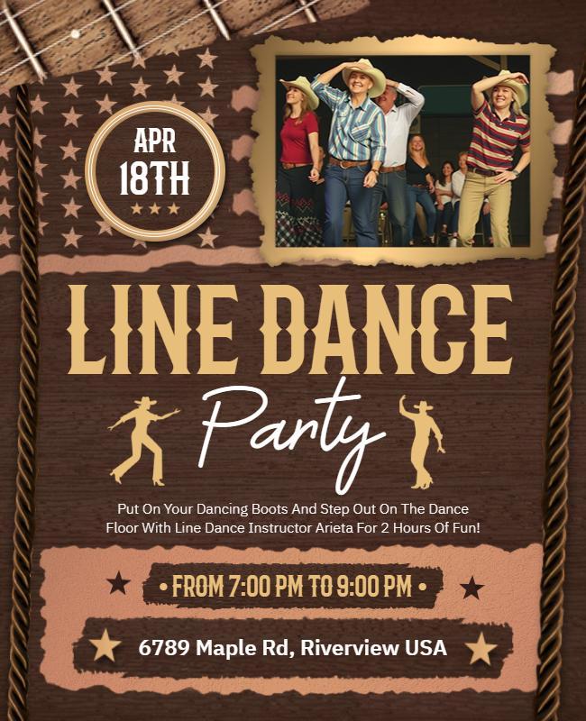 Country Line Dance Party Event Flyers Template