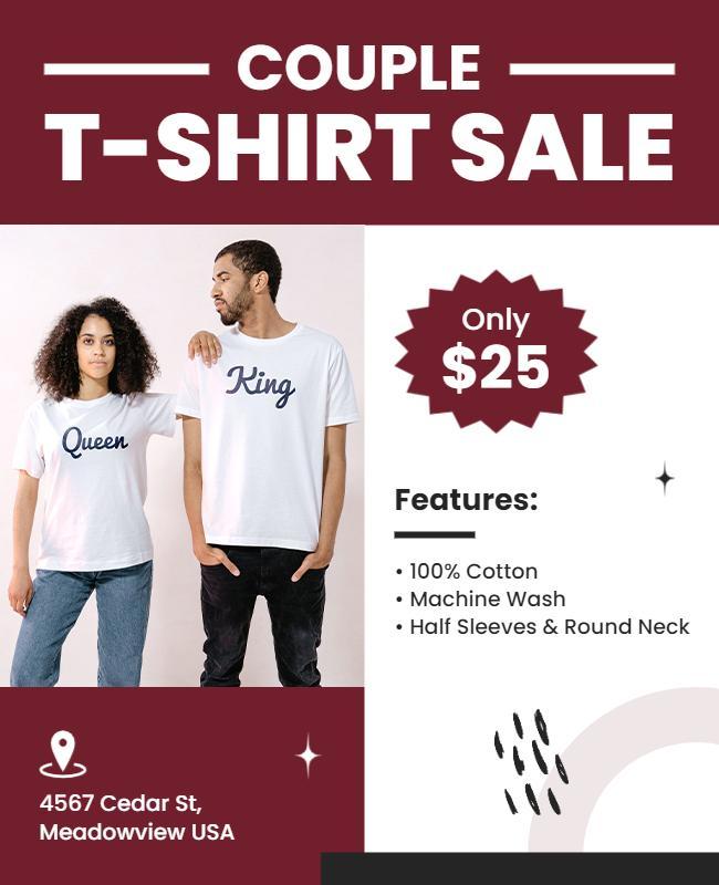 Couple T Shirt Sale Promotional Flyer Template