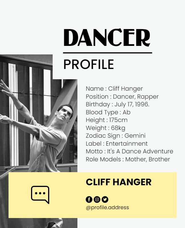 Creative Dancer Profile Introduction Flyer Template