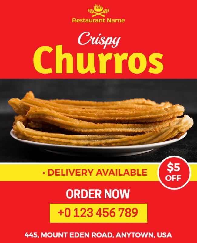 Crispy Churros Restaurant Promotion Flyer Template