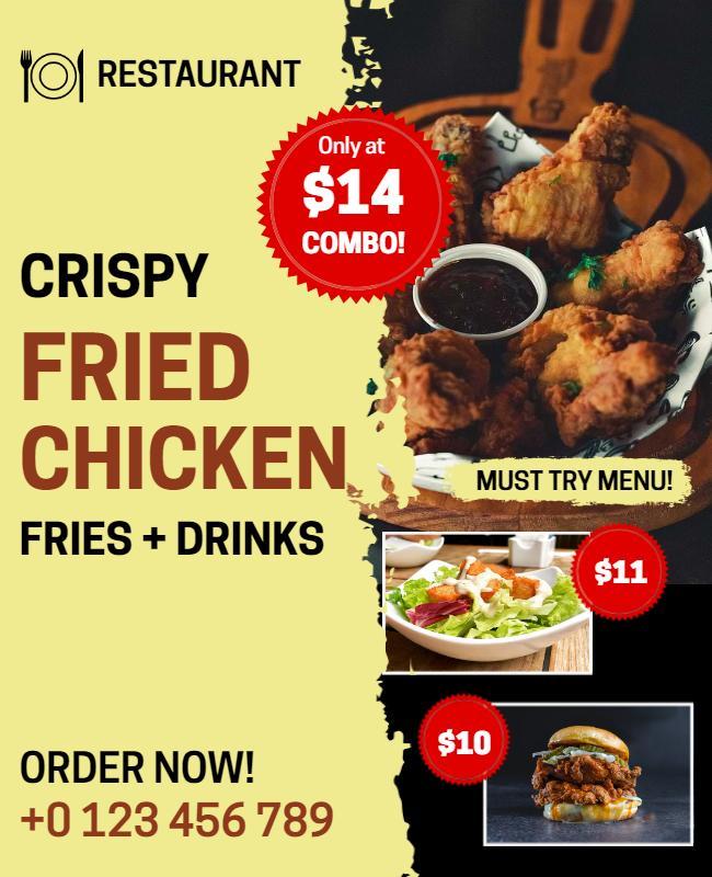 Crispy Fried Chicken Restaurant Combo Flyer Template