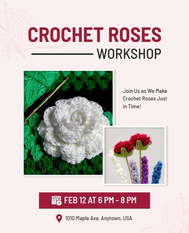 Crochet Roses Crafting Workshop Flyer Template