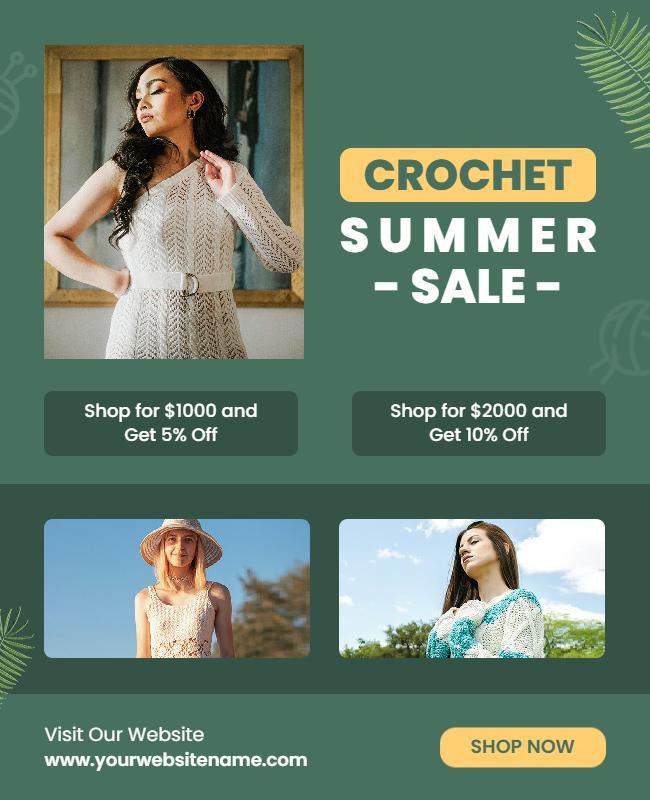 Crochet Summer Sale Promotional Flyer Template