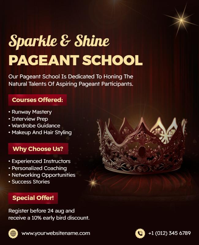 Crown Themed Pageant Coaching School Flyer Template