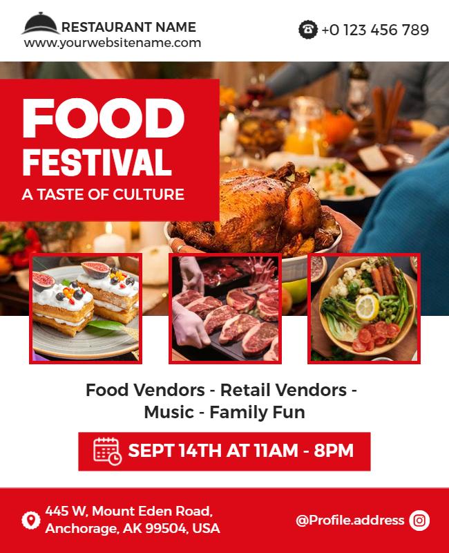 Cultural Food Festival Event Flyer Template