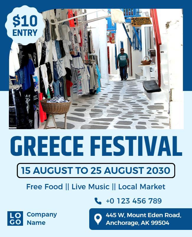 Cultural Greece Festival Event Flyer Template