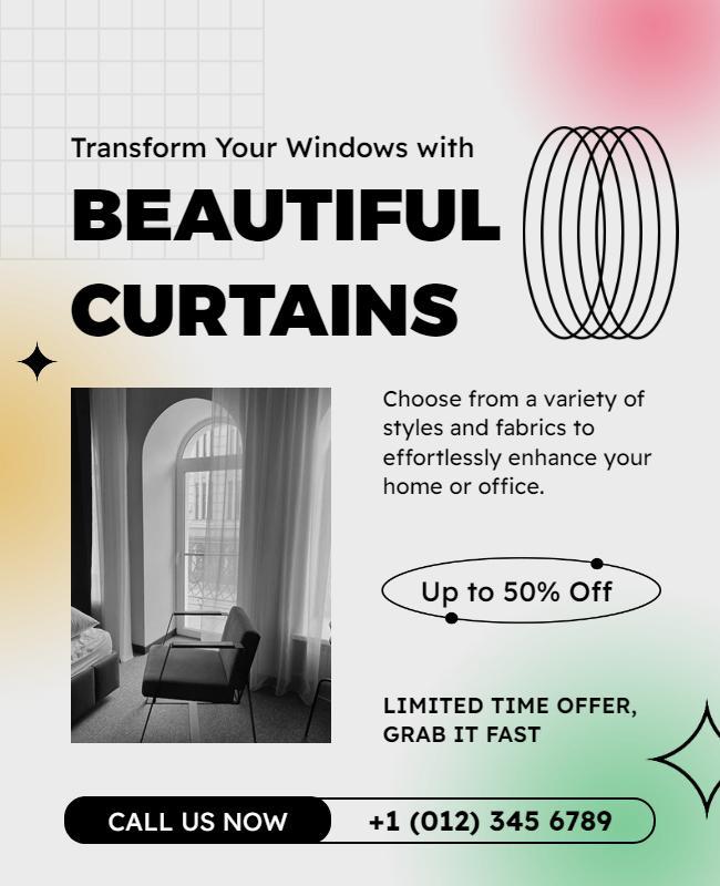 Curtains Sale Promotion Flyer Template