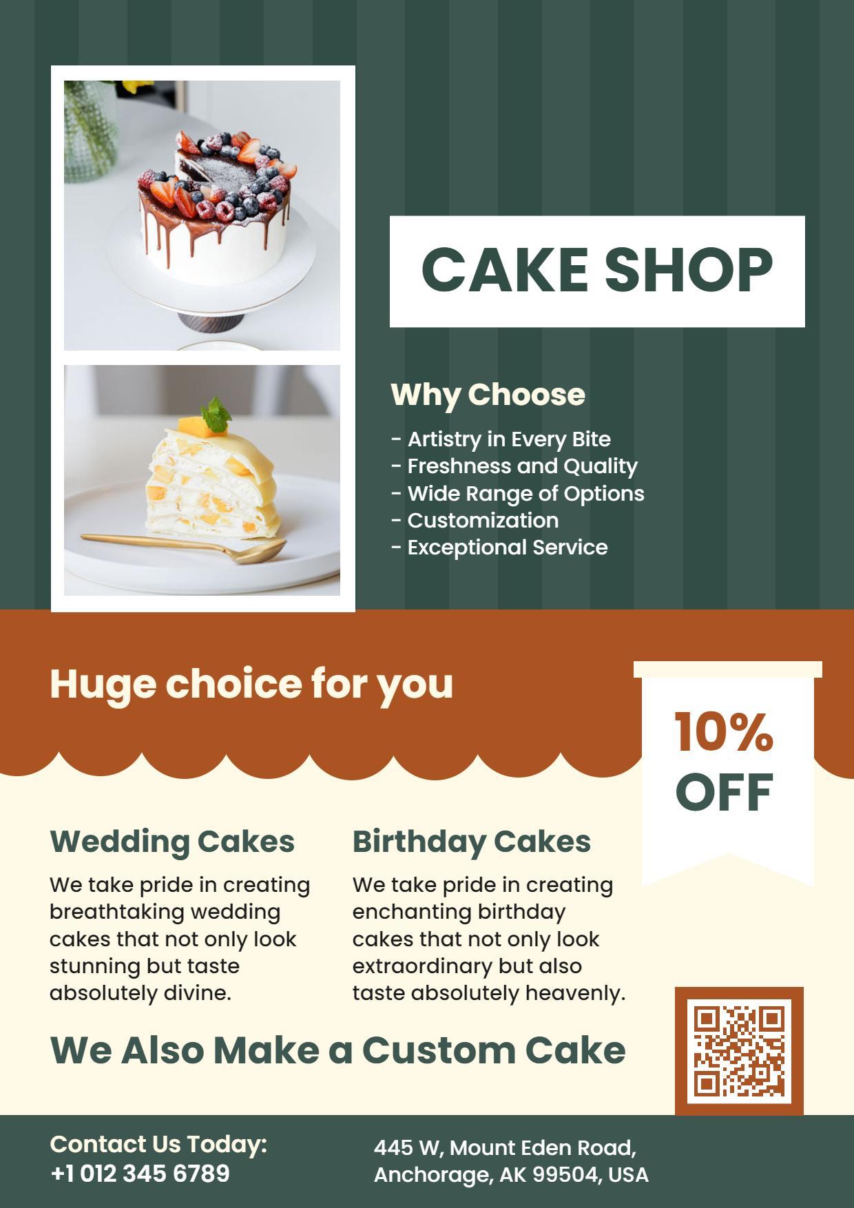 Custom Cake Shop Promotion A4 Flyer Template