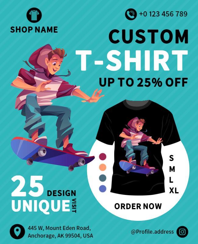 Custom Skateboard Design T Shirt Flyer Template