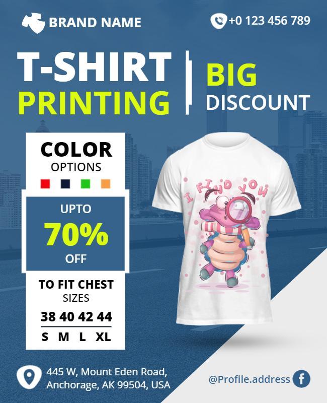 Custom T Shirt Printing Discount Flyer Template