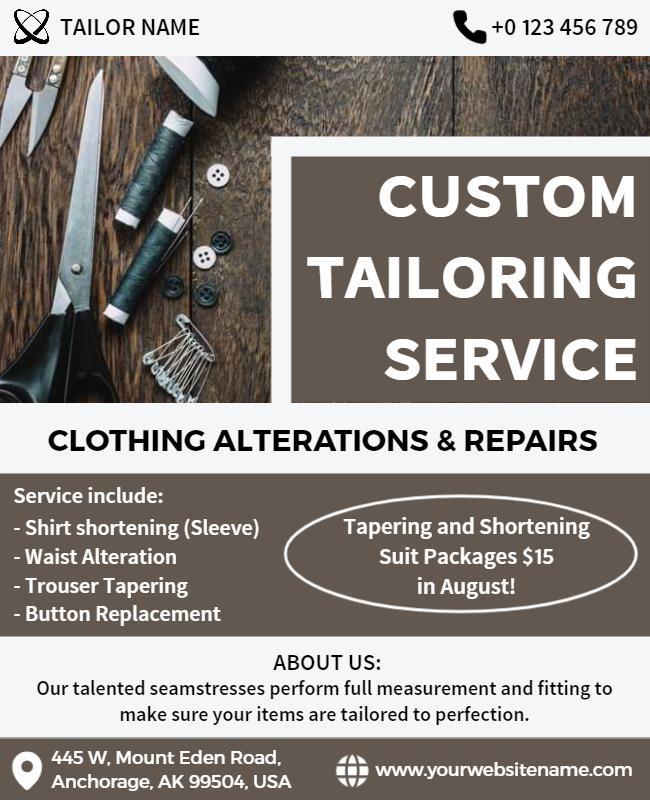 Custom Tailoring and Clothing Alterations Flyer Template