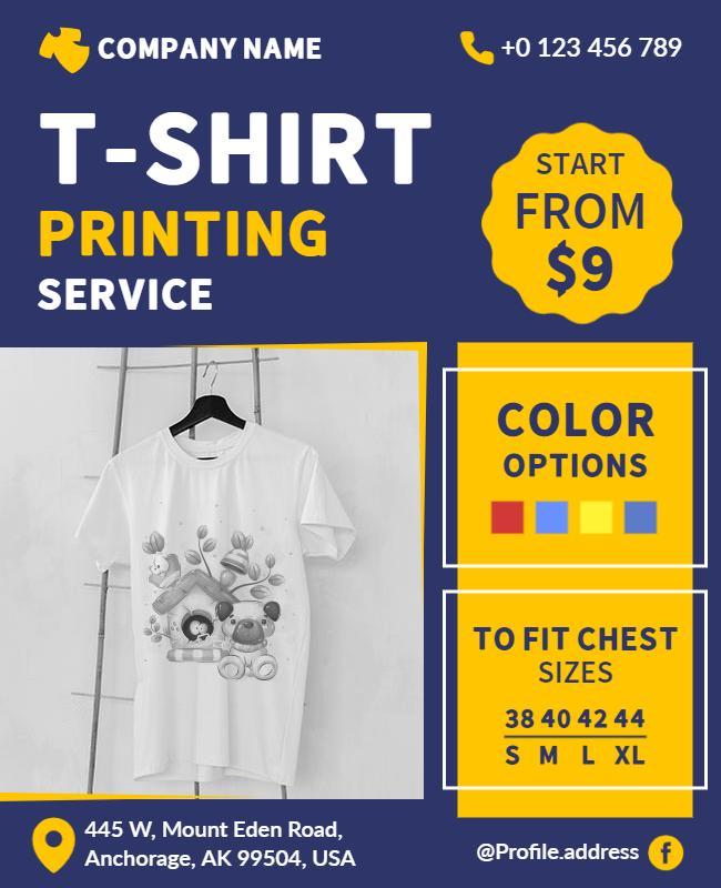 Customizable T Shirt Printing Service Flyer Template