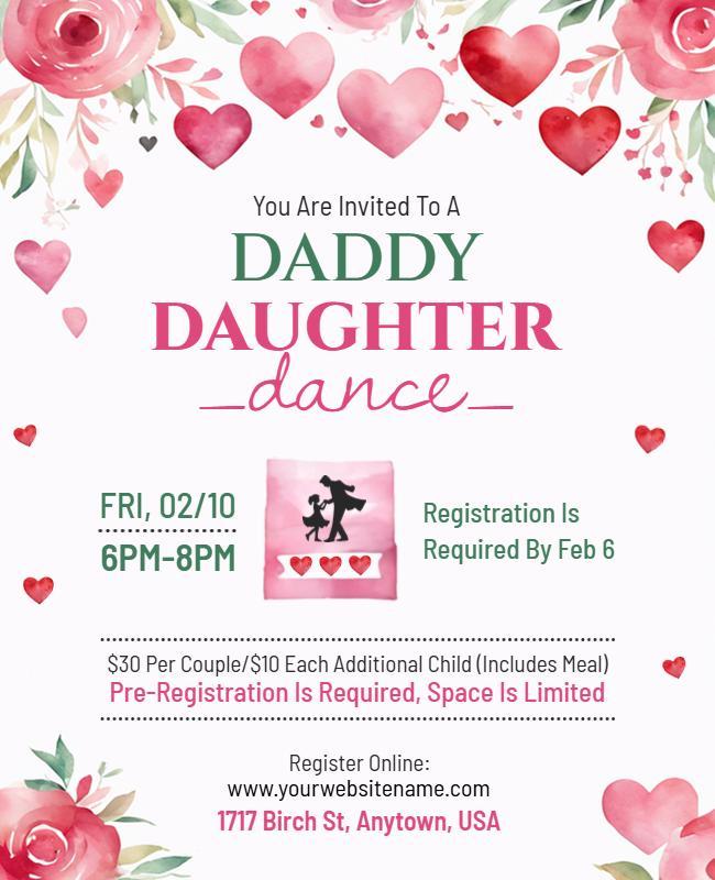 Daddy Daughter Dance Event Invitation Flyer Template