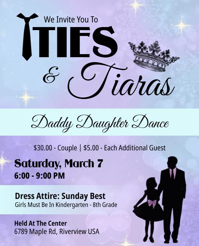 Daddy Daughter Dance Event Invitation Flyer Template