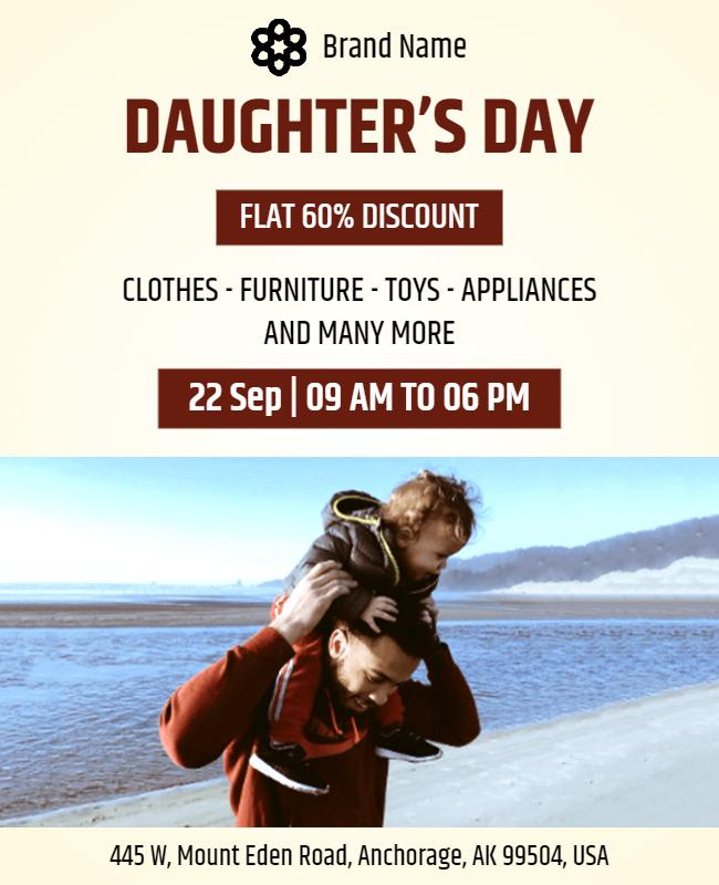 Daughters Day Shopping Discount Event Flyer Template