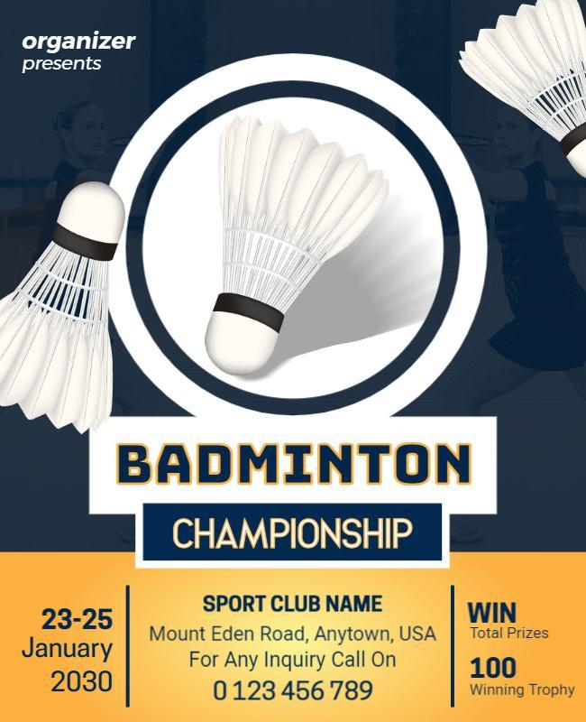 Deep Fir and Yellow Orange Sports Championship Flyer Design Template