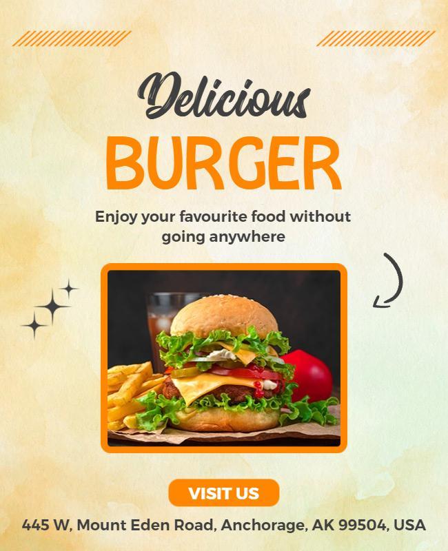 Delicious Burger Restaurant Promotion Flyer Template