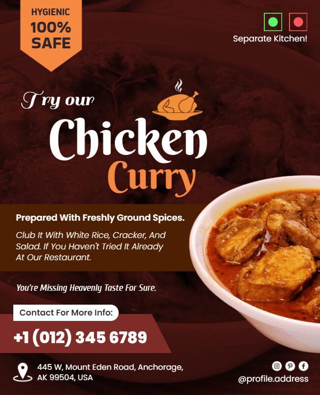 Delicious Chicken Curry Restaurant Promotion Flyer Template