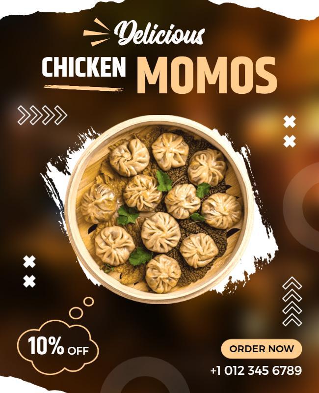 Delicious Chicken Momos Promotional Flyer Template