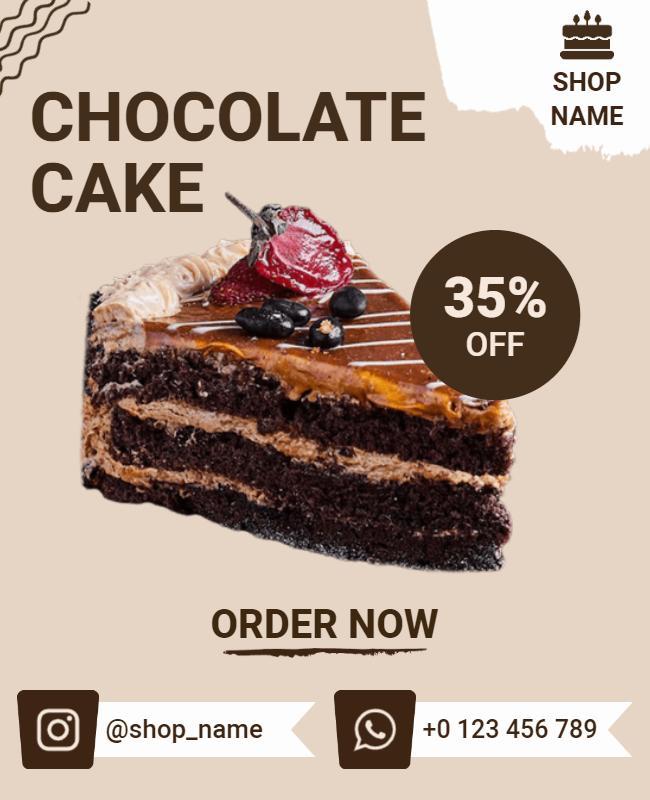 Delicious Chocolate Cake Discount Flyer Template