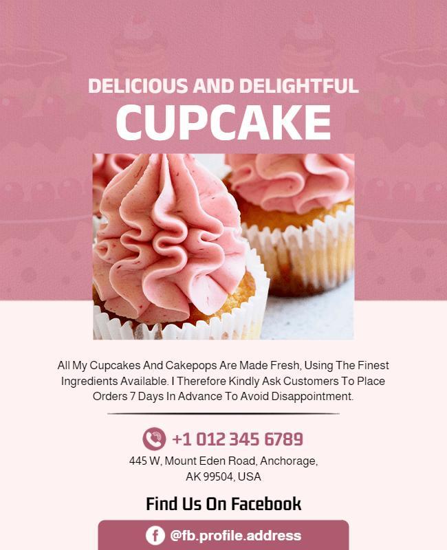 Delicious Gourmet Cupcake Notice Flyer Template