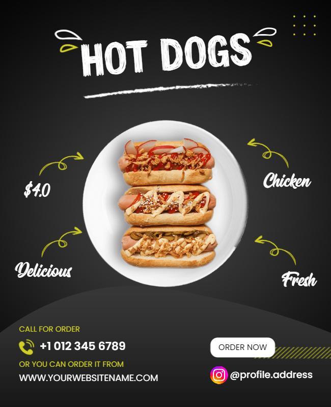 Delicious Gourmet Hot Dogs Promotion Flyer Template