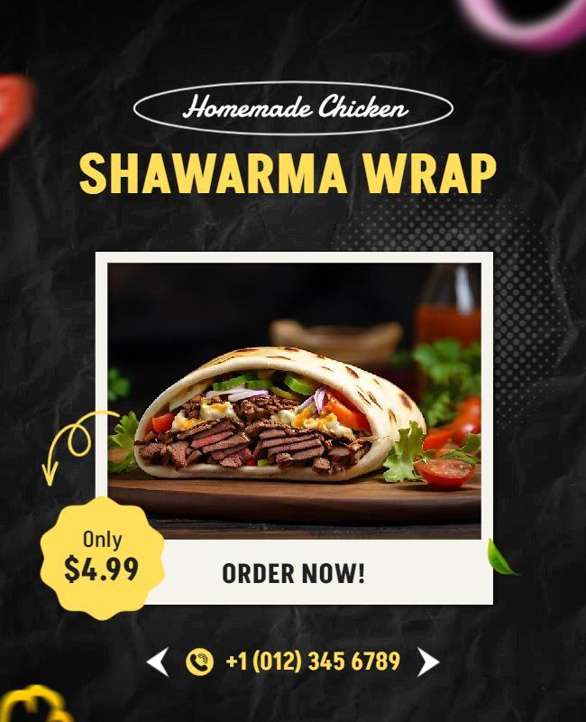 Delicious Homemade Chicken Shawarma Promotion Flyer Template