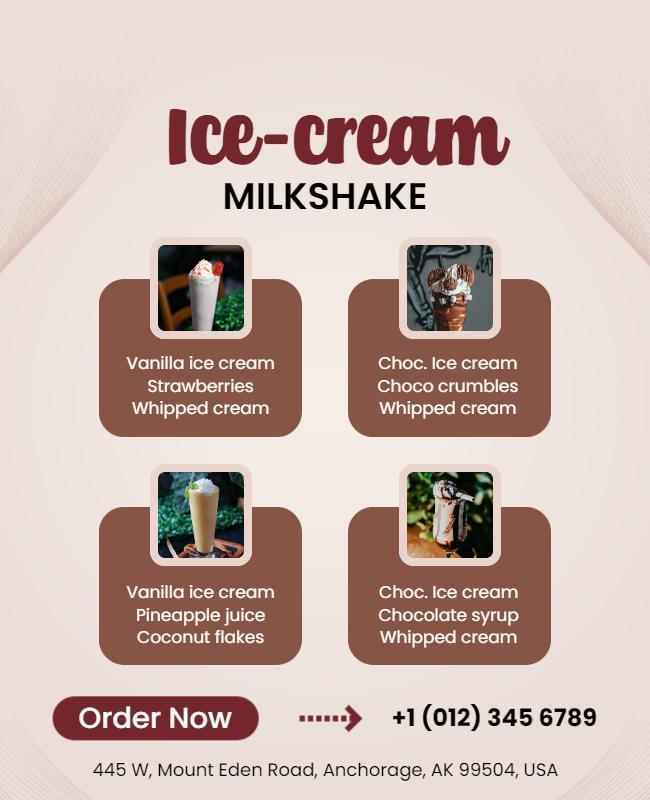 Delicious Ice Cream Milkshake Options Flyer Template