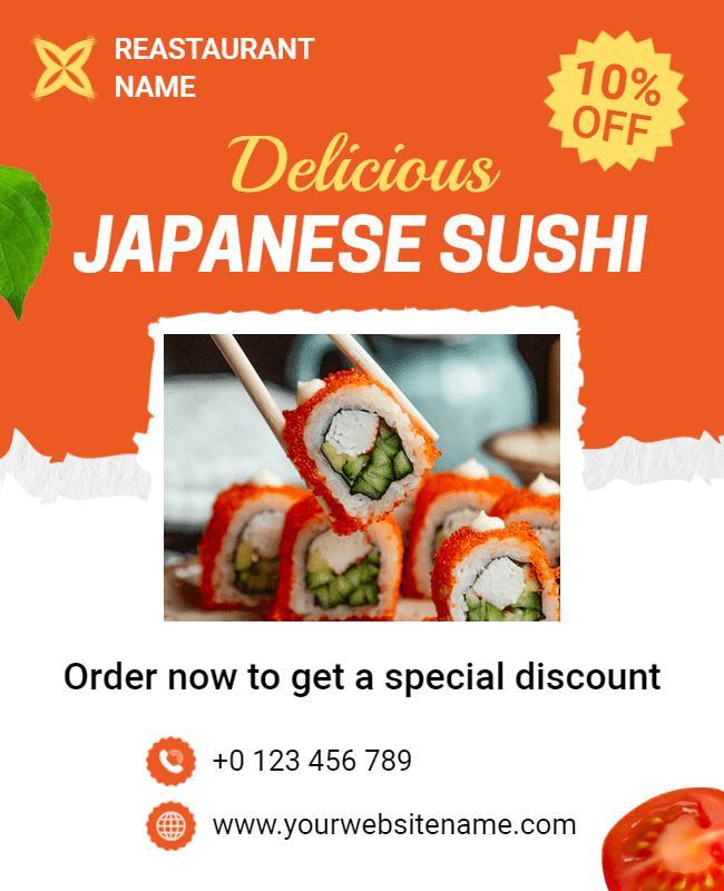 Delicious Japanese Sushi Promotion Flyer Template