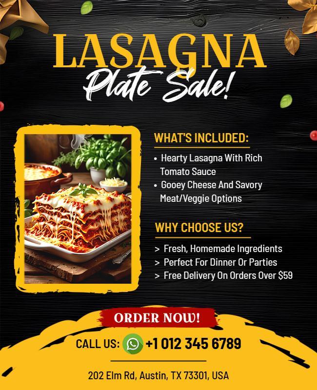 Delicious Lasagna Plate Sale Event Flyer Template