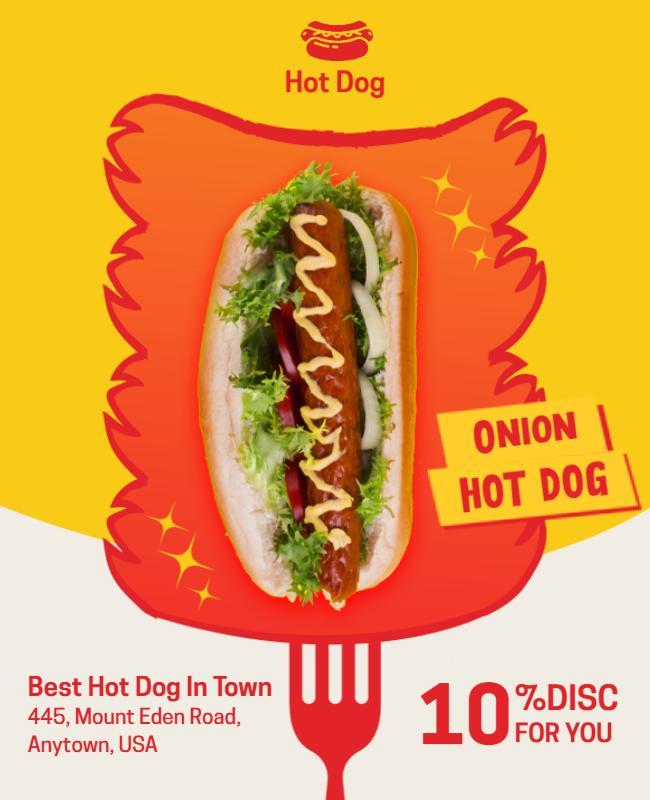 Delicious Onion Hot Dog Promotion Flyer Template