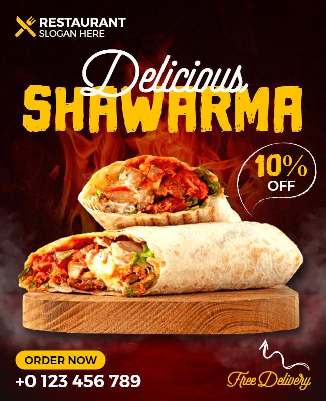 Delicious Shawarma Restaurant Promotion Flyer Template