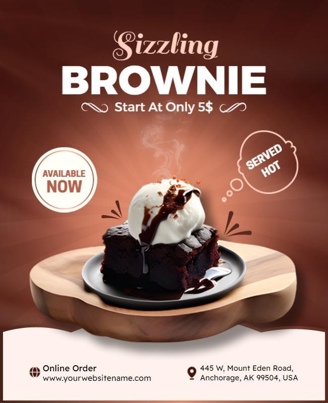 Delicious Sizzling Brownie Dessert Promotion Flyer Template