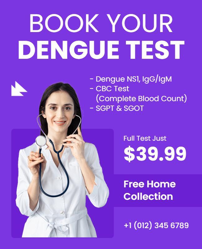 Dengue Test Promotion with Home Collection Flyer Template