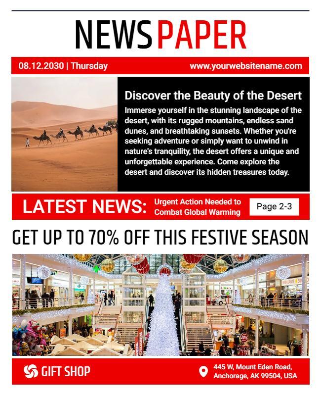 Desert Adventure Newspaper Style Flyer Template