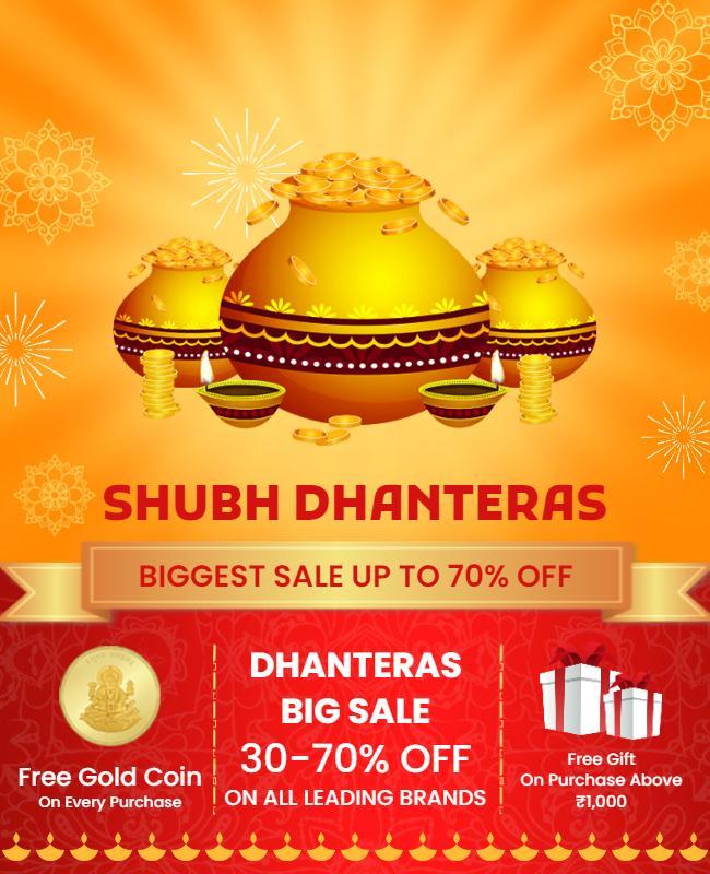 Dhanteras Festival Big Sale Promotional Flyer Template